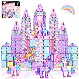 100-pc GobiDex Unicorn Magnetic Tiles Building Set w/ 6 Unicorn Figures $16 + Free Shipping w/ Prime or on $35+
