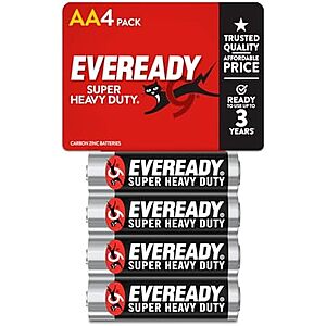 [NEW, SnS, AC] $2.76 | 4-Count Eveready Super Heavy Duty Batteries at Amazon