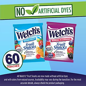 $9.27 S&S Clip Q BACK TO SCHOOL Welch's Fruit Snacks, Mixed Fruit & Berries 'N Cherries Snack Box, Gluten Free, 0.8oz Snack Packs (Pack of 60)