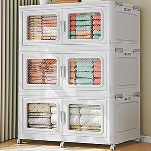 3-Ct of 220qt Broview Stackable Container Bins w/ Wheels $100 + Free S/H
