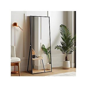 self Full Length Floor Mirror 43"x16" Large Rectangle Wall Mirror Hanging or Leaning Against Wall for Bedroom, Dressing and Wall-Mounted Thin Frame Mirror - Black $34.99