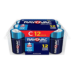 $11.58 FS WALMART+ Rayovac High Energy C Batteries (12 Pack), Alkaline C Cell Batteries