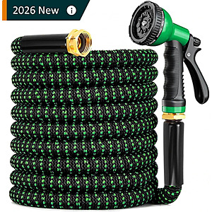 Expandable Water Hose 100ft with 10 Function Nozzle, Solid Metal Fittings, Durable Outer Fabric $34.99