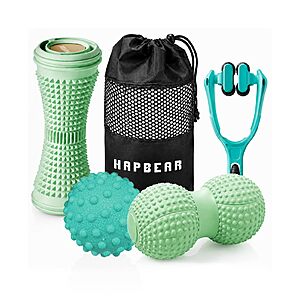 Prime Members: HAPBEAR Massage Ball Set 4 PC, Plantar Fasciitis Relief, with Storage Bag $11.39