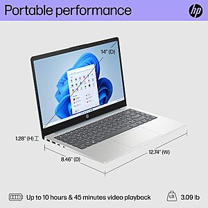 HP 14” Laptop 2026 Student Business, MS Office, AMD CPU, 4GB RAM 128GB SSD $299.99