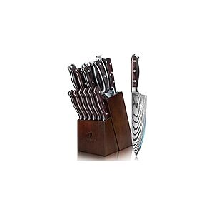 SANMEIHO 16-Piece High Carbon Knife Set w/ Block $43.99 @ Woot