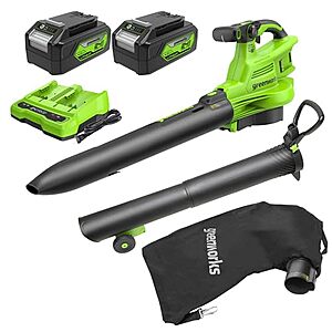 YMMV: Greenworks 48V 520 CFM Brushless Leaf Blower/Vacuum/Mulcher w/ 2x 4.0Ah Batteries & Dual Port Charger $135.60 + Free Shipping