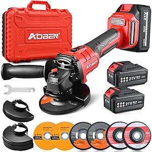 AOBEN 21V Cordless Brushless 4.5" Angle Grinder Kit w/ 2x 4.0Ah Batteries & Charger $58.48 + Free Shipping