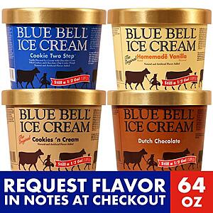 Select HyVee Locations: Blue Bell Ice Cream Half Gallons $6.29 + Free Store Pickup