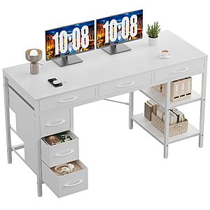 OLIXIS 56 Inch Computer Desk with 6 Fabric Drawers, for Home Office Work $72.99