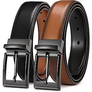 CHAOREN Reversible Belt Men 1 Piece - 1.25" Leather Dress Belt | 1 Belt, 2 Colors, Double-Sided Reversible, Premium Genuine Leather, Trim to Fit $7.99