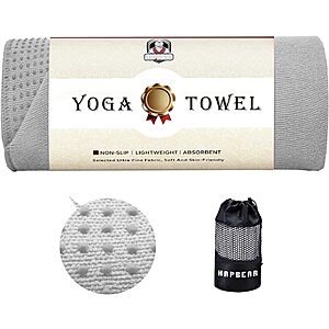 [Prime] HAPBEAR 72" x 24" Non-Slip Microfiber Hot Yoga Towel Mat w/ Grip Dots (Grey or Blue) $9.99 + Free Shipping