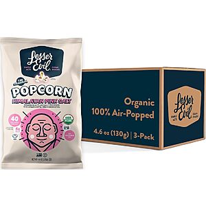 LesserEvil Himalayan Pink Salt Organic Popcorn, 4.6 Oz, Pack of 3 $7.04