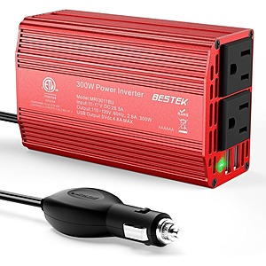 BESTEK 300W Car Power Inverter DC 12V to AC 110V w/ 2 AC Outlets & Dual 4.8A USB Ports $19.43 + Free Shipping w/ Prime
