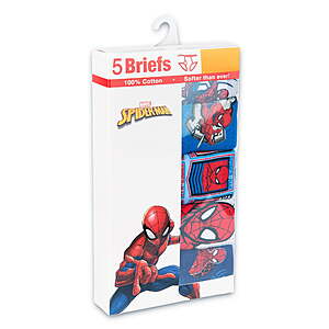 $9 FS Walmart+ or Pick Up Spider-Man, Mario, Hedgehog and More Boys Cotton Brief Character Underwear, 5-Pack, Size 4-8