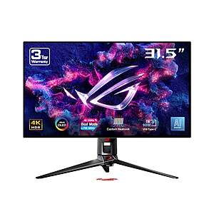 (Open Box, Exc) 32" ASUS ROG Swift 4K 240Hz FHD 480Hz Dual Mode OLED Gaming Monitor $631.99 + Free Shipping