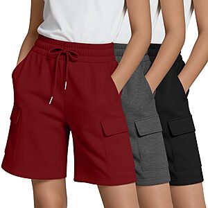 LessonZoo 3 Pack Girls' Cargo Bermuda Shorts, 3-Color (Various Sets) - from $9.99