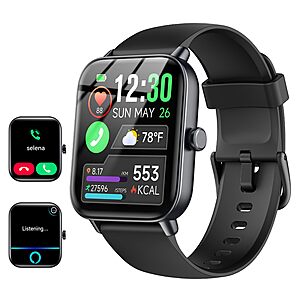 Amazon - Smart Watches for Women/Men, 2 Bands, Compatible for Android iPhone - $21.99