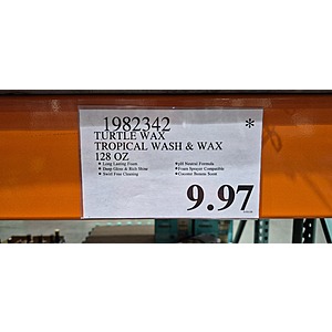 Turtle Wax Wash & Wax, Coconut Banana Scent 1 Gal $9.97 in Costco stores. YMMV