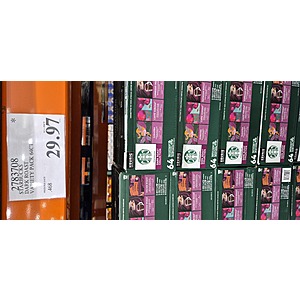 Starbucks Dark Roasts Variety Pack K-Cup Pod, 64-count $29.97 in Costco stores. YMMV