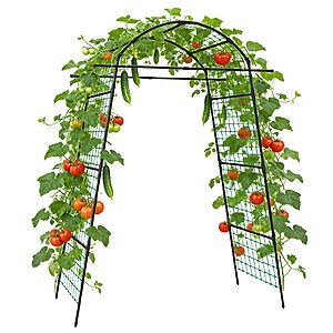 86" Tall Metal Garden Arch Trellis for Climbing Plants, Vine, Vegetables & Flowers $41.99