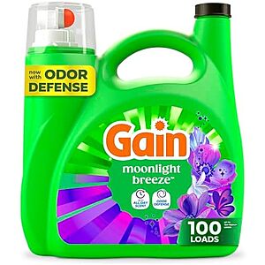[SnS, AC] $36.33* | 4 × 154-Oz Gain + Aroma Boost Liquid Laundry Detergent (Moonlight Breeze, 107 Loads) ($9.08 each) + $10 credit at Amazon