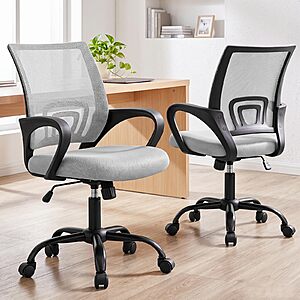 $59.99 | 2-Pack DUMOS Ergonomic Office Chair, Mid-Back Executive Desk Chair (grey or red)