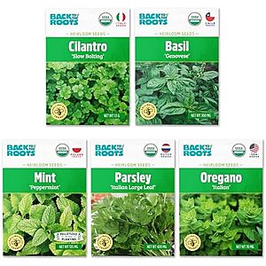 $8.99 | 5-Pack Back to The Roots Organic Herb Seeds Variety at Amazon