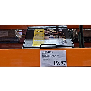 Lodge Seasoned Cast Iron Reversible Grill/Griddle $19.97 in Costco stores. YMMV