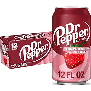 [SnS, AC] $14.87 | 3 × 12-Pack 12-Oz Dr Pepper Strawberries and Cream Soda ($4.96 each) at Amazon