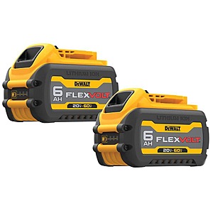 2-Pack DeWalt FLEXVOLT 20V/60V MAX 6.0Ah Lithium-Ion Battery $199 + Free Shipping