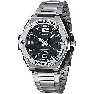 $38.97* | 50.5mm Casio Men’s MWA100H Series Stainless Steel Analog Watch (Silver) at Amazon