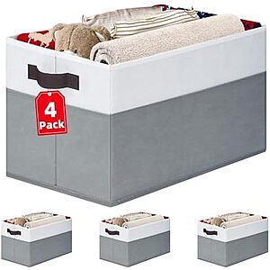 $9.98** | 4-Pack Large Collapsible Closet Storage Organizer Bins (14"x10"x9.5") at Amazon