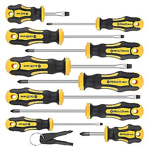 Amartisan 10-Piece Magnetic Screwdriver Set w/ Phillips & Slotted Tips (Yellow) $8.99 + Free Shipping w/ Prime or on $35+