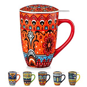 [Prime] 18-Oz vancasso Bohemian Pattern Ceramic Tea Infuser Mug w/ Lid (Various) from $12.99 + Free Shipping $12.97