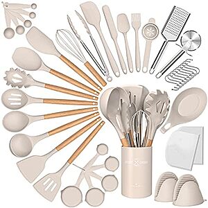 $17.99** | 43-Pc Cacoles Wood Handle Silicone Cooking Utensils & Gadgets Set at Amazon