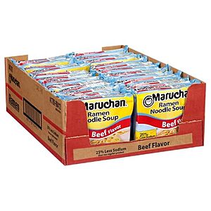 [SnS, AC] $9.11 | 24-Pack 3-Oz Maruchan Instant Ramen Noodles (Less Sodium Beef) at Amazon (38￠ each)