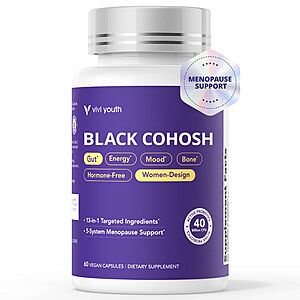 60Ct VIVI Youth Menopause Supplements for Women & Black Cohosh Hormone-Free $6.67