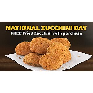 Carl's Jr. Restaurant: National Zucchini Day Offer: Free Fried Zucchini with $1+ Purchase (Valid thru 8/9)