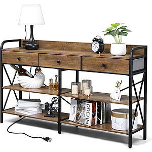 Ktaxon 3 Tier Console Table Sofa Table with USB Ports and Outlets(Vintage Brown) $89.99 + Free S&H at Walmart