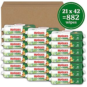 Huggies Extra Large Baby Wipes, Unscented, 21 Packs, 882 Wipes x 2 $37.35 FS after S&S/Q $15 off Amazon