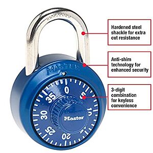 $5.97 FS AMAZON PRIME or at $35 Master Lock Combination Padlock, Locker Lock, for Gym and School