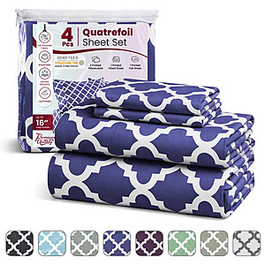 Lux Decor Collection Microfiber Sheet Sets (Solid or Quatrefoil Pattern, Various) Twin from $13.89, Queen from $16.95, King from $17.95 & More + Free S&H w/ Walmart+ or on $35+