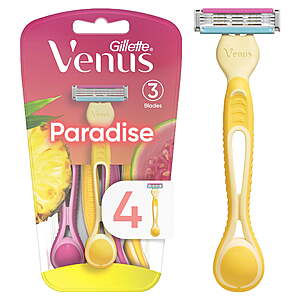$5.96 get $3 Walmart Cash: Gillette Female Venus Simply3 Dragonfruit Women's Disposable Razors, 4 Count, Multi-color