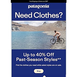 Patagonia - Up to 40% Off Past Season Style Starts