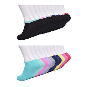 $10 FS Walmart+ Wonder Nation Girls No Show Socks, 20-Pack, Sizes S-L