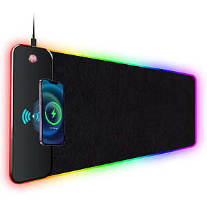 $33 FS Walmart+ Marketplace SANPTENT RGB 15W Large Keyboard Pad Wireless Charger Gaming Mouse Pad, Desk Mat with 10 Light Modes,   Non-Slip Rubber Base, Waterproof