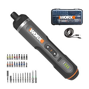 WORX Cordless Screwdriver, 4V 30-Piece Accessory Kit, WX242L $34.99