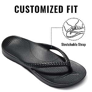 $12 FS Walmart+ by Litfun Women's Flip Flops Summer Beach Thong Sandals Orthopedic Slide Sandals for Arch Support, Black