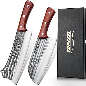 Topfeel 2-Piece Hand-Forged Meat Cleaver & Bone Chopper Set w/ Rosewood Handles (7.5" & 8.5") $16.19 + Free Shipping w/ Prime or on $35+